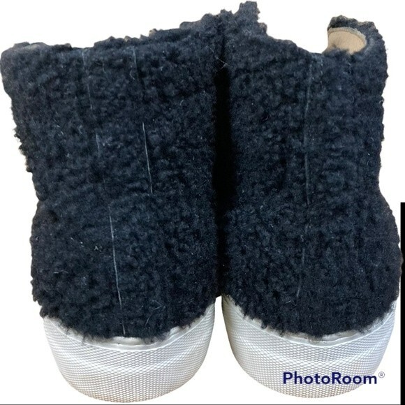 Helmut Lang Black Shearling Stitched High-Top Sneakers Size It 38.5 US 8.5 - Picture 5 of 8